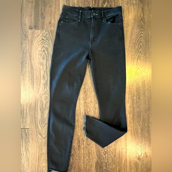 MOTHER The Stunner Zip Two Step Fray Black Women‎ Pants- 28